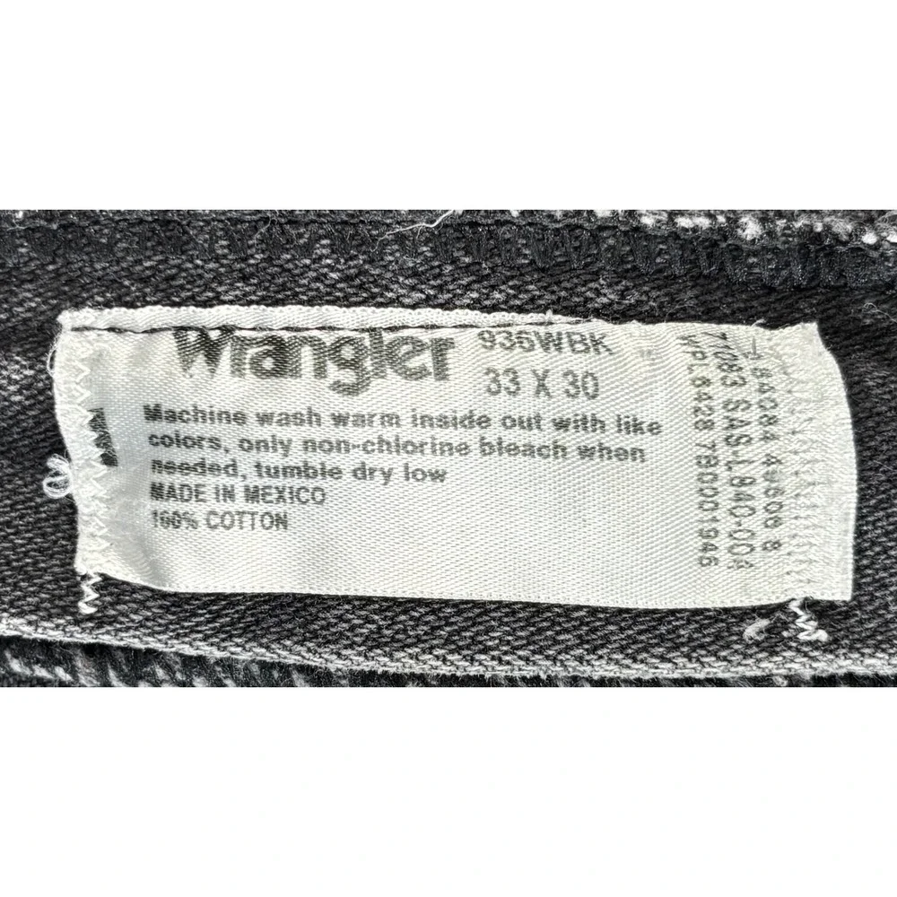 Wrangler 936WBK Jeans Mens 33x30 Black Good Distressed Cowboy Cut Slim Fit
